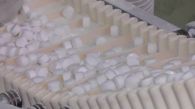 Salt for water softening and water treatment filters. The production of tablets salt. Salt pellets for environment friendly cleaning dishes. Used in dishwasher and water softener.