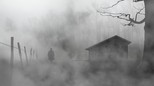 foggy day in walking man 
