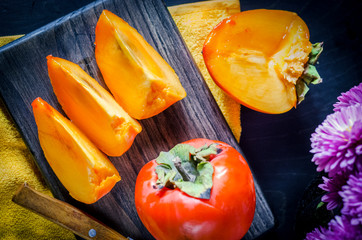sliced ripe persimmon