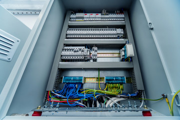 Voltage switchboard with circuit breakers.