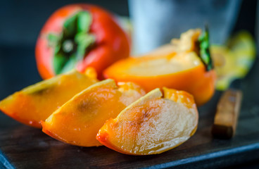 sliced ripe persimmon