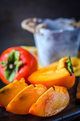 sliced ripe persimmon