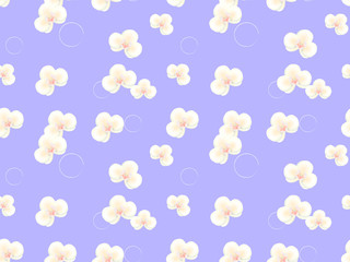 Seamless pattern with white orchids. Vector illustration