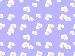 Foto op Plexiglas Orchidee Naadloos patroon met witte orchideeën. vector illustratie