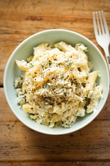 Cheese pasta. Pasta with ricotta, parmesan & blue cheese. 