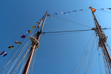 Detail on board of a sailing training ship