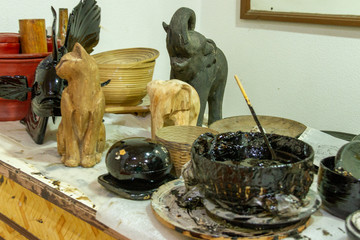 Making of black lacquer-ware in Thailand