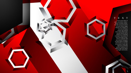 Vector hexagon overlaps and red color for background, space for text