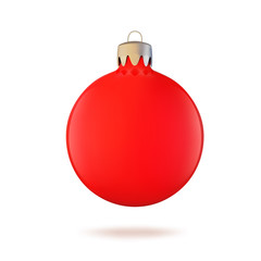 Christmas tree toy, red Christmas ball for decoration and design. Vector illustration