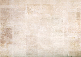 Vintage grunge newspaper paper texture background. Blurred old newspaper background.