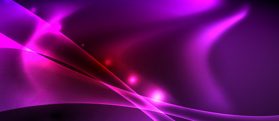 Neon color wave lines abstract background, magic techno futuristic light