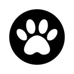 The dog's track in the black circle. cat and dog paw print inside circle