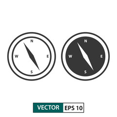 Compass vector icon set. Isolated on white. Vector illustration EPS 10