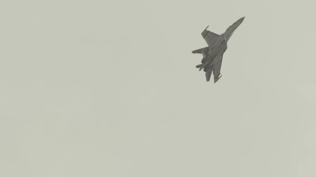 Flanker fighter flying in the sky