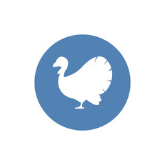 Turkey bird silhouette animal flat icon. Vector illustration.