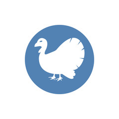 Turkey bird silhouette animal flat icon. Vector illustration.