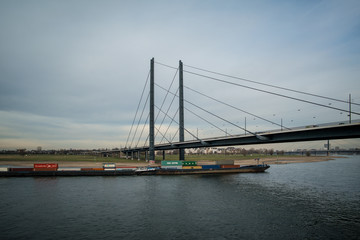 Bridge over Rhine river in Dusseldorf Germany