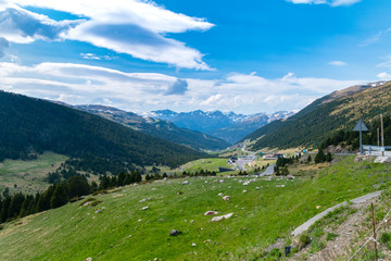 Fototapeta na wymiar Summer landscape view with mountains in Andorra.