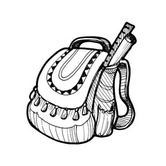 Mexican graphic backpack with ruler and rolled paper for study