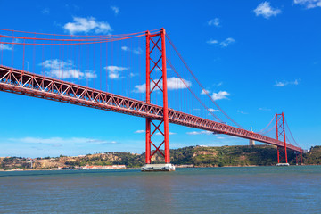 famous hanging bridge in Lisbon , Portugal 