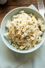Cheese pasta. Pasta with ricotta, parmesan & blue cheese. 