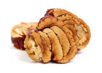 Jujube walnut on white background