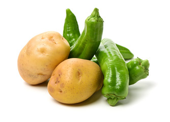 Pepper and Potato on white background