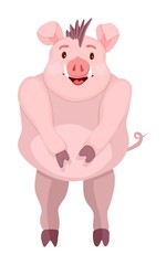 piggy boar cartoon drawing standing animal new picture color