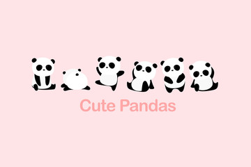 Vector Illustration / Logo Design - Cute funny fat baby cartoon giant panda bears with different gestures © lujunxu