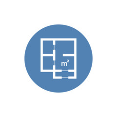 Icon of apartment scheme with square meter designation