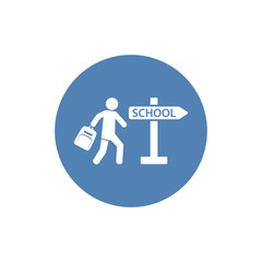 Schoolboy carrying a bag vector icon. Trendy modern vector symbol for web site design or mobile app.