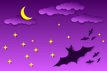 Obraz na płótnie Canvas Scary Halloween Night. Silhouette of bats and full moon