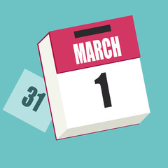 March 1 on Red Calendar