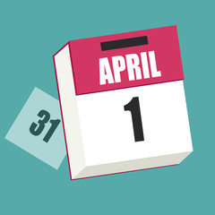 April 1 on Red Calendar