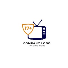 17+ adult tv broadcasts logo vector icon ilustration