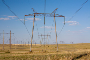 high voltage lines in the field