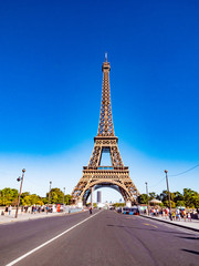 Famous Eiffel Tower in Paris on a sunny day