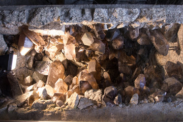 Large quartz crystals in the cave