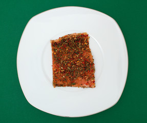 Salmon with condiment