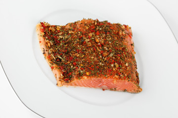 Salmon with condiment