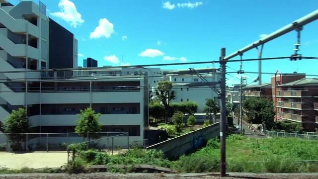 Japan Railway train window. Train window of Nakano-ku, Tokyo