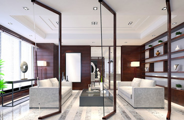 3d render of working office