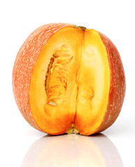 ripe orange pumpkin isolated on white background