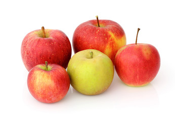 red and green apples isolated on white background