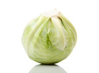 Fototapeta premium fresh green cabbage isolated on white background