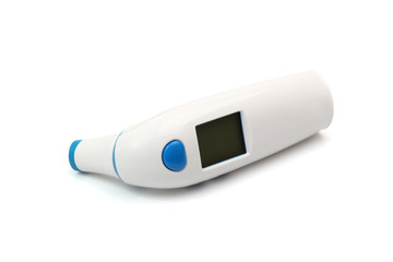 electronic thermometer on white background