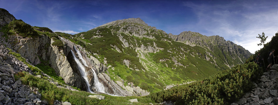 Panorama - Wielka Siklawa Dolina Roztoki, Tatry Wysokie Polska