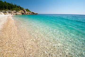 beautiful Livadhi beach in Himare, albanian riviera, Albania