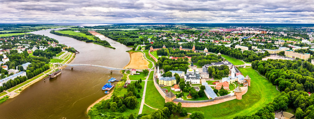 Aerial view of Novgorod Detinets in Russia - obrazy, fototapety, plakaty