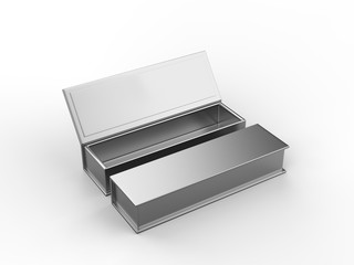 White blank hard cardboard box mock up template, 3d illustration.